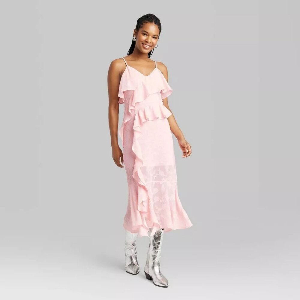 Wild Fable Women's Ruffle Midi Dress in Pink NEW!